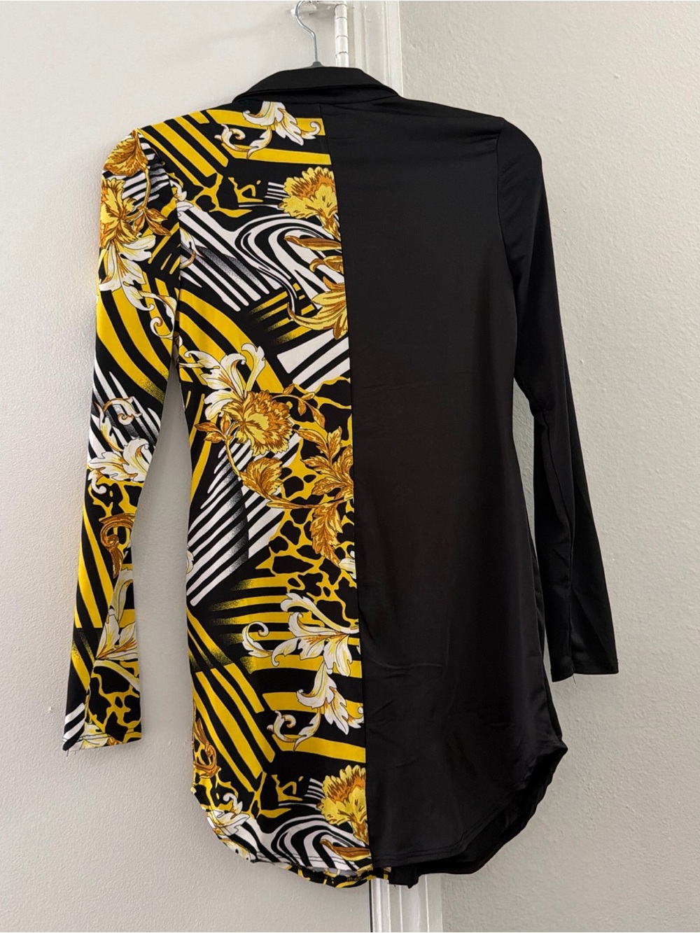 Black & Yellow Floral-Print Long Sleeve Top
